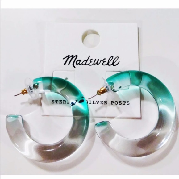 Madewell Jewelry - Madewell Warm Blue Grass Ombré Resin Hoops